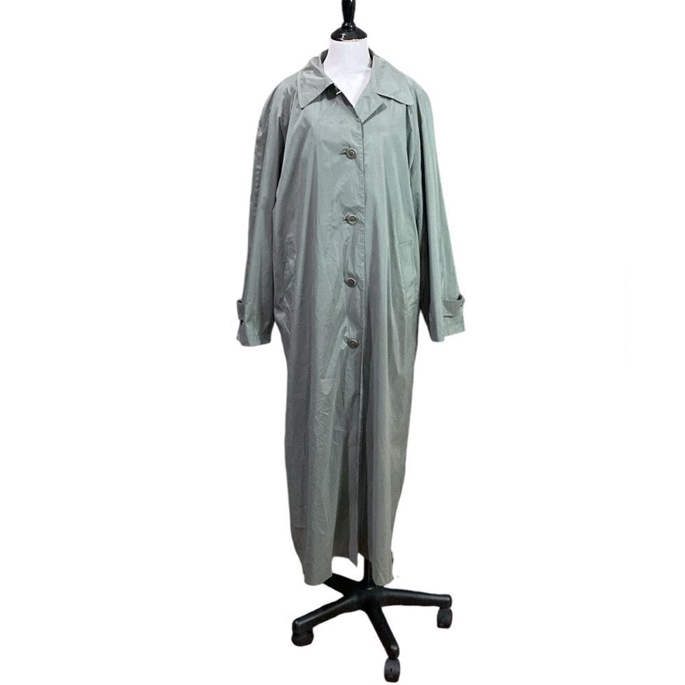Vintage London Fog Light Spruce Green Trench Coat Removable Wool Liner